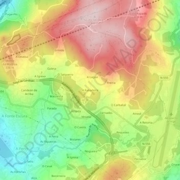 A Rabadeira topographic map, elevation, terrain