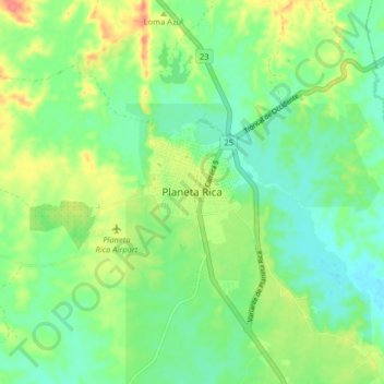 Planeta Rica topographic map, elevation, terrain