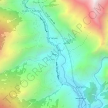 Dāna topographic map, elevation, terrain