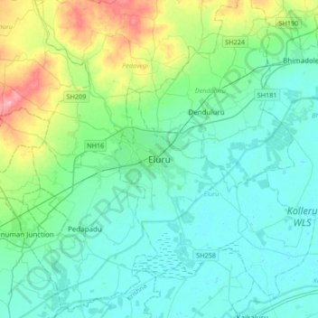Eluru topographic map, elevation, terrain