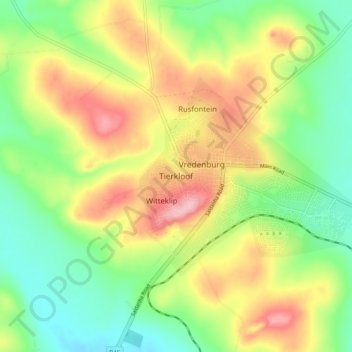 Tierkloof topographic map, elevation, terrain