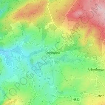 Odrimont topographic map, elevation, terrain