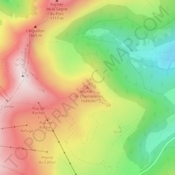 Rochers de Chamalière topographic map, elevation, terrain