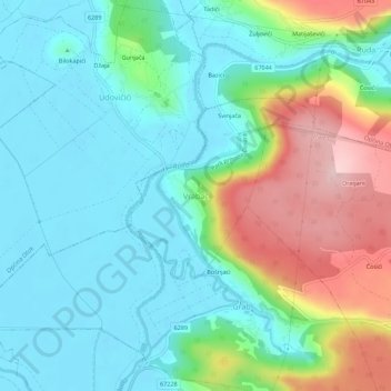 Vrabač topographic map, elevation, terrain