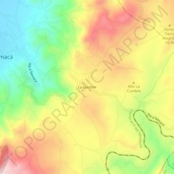 La cumbre topographic map, elevation, terrain