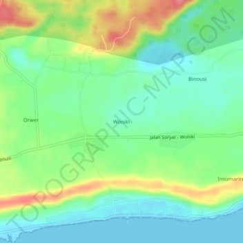 Woniki topographic map, elevation, terrain