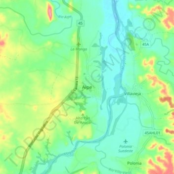 Aipe topographic map, elevation, terrain