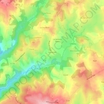 Larmandie topographic map, elevation, terrain