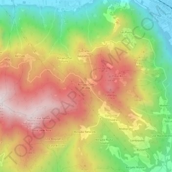 Borgata Colle Braida topographic map, elevation, terrain