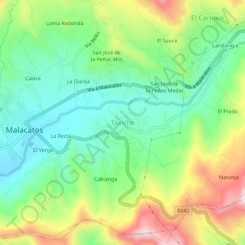 Taxiche topographic map, elevation, terrain