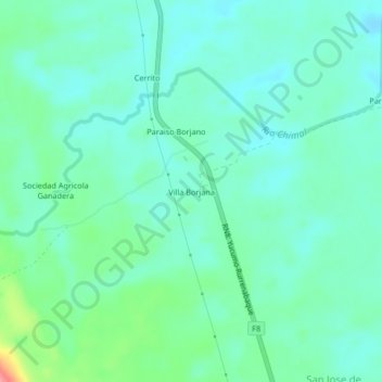 Villa Borjana topographic map, elevation, terrain