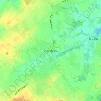 Herchies topographic map, elevation, terrain