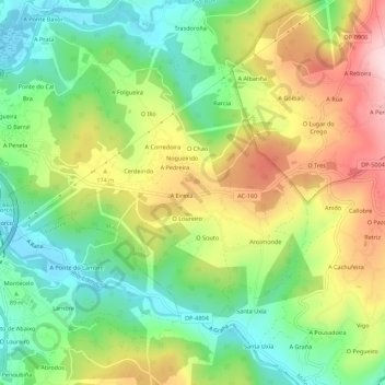 Bemantes topographic map, elevation, terrain
