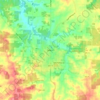 Salem topographic map, elevation, terrain