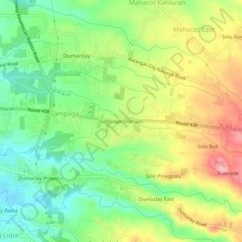 Sampaga Silangan topographic map, elevation, terrain