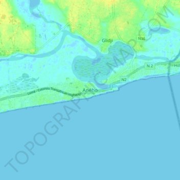 Aného topographic map, elevation, terrain