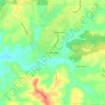 Porters Chapel topographic map, elevation, terrain