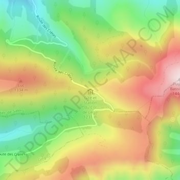 Col de Légal topographic map, elevation, terrain
