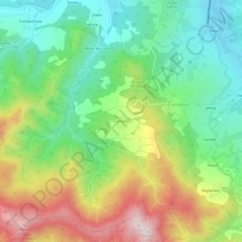 Corniolo topographic map, elevation, terrain