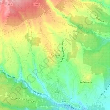 Colle Diana topographic map, elevation, terrain