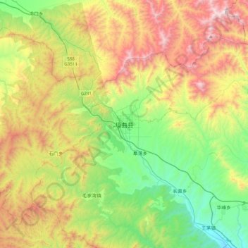 垣曲县 topographic map, elevation, terrain