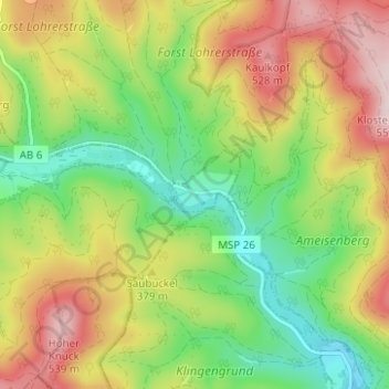 Erlenfurt topographic map, elevation, terrain