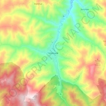 Chepelare topographic map, elevation, terrain