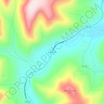 Evans Falls topographic map, elevation, terrain