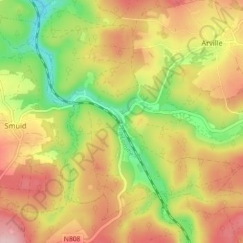 Poix-Saint-Hubert topographic map, elevation, terrain