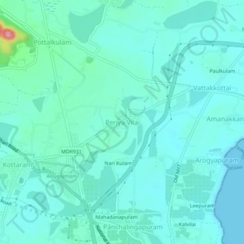 Periya Vilai topographic map, elevation, terrain