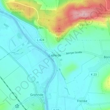 Latferde topographic map, elevation, terrain
