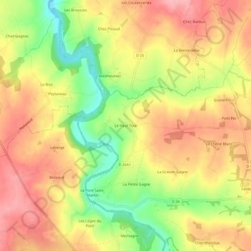 Le Haut-Tour topographic map, elevation, terrain