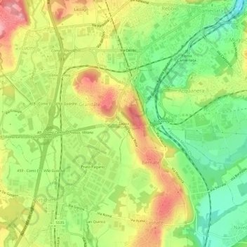 Zappa topographic map, elevation, terrain