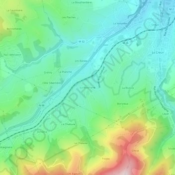 La Brocharie topographic map, elevation, terrain