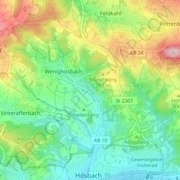 Münchhof topographic map, elevation, terrain