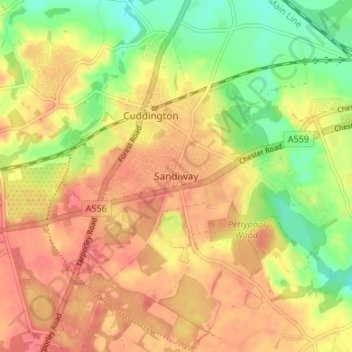 Sandiway topographic map, elevation, terrain