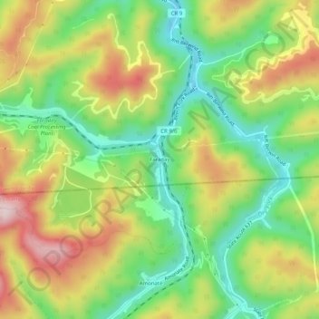 Faraday topographic map, elevation, terrain