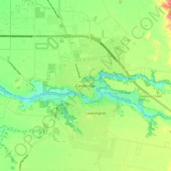 Cambridge topographic map, elevation, terrain