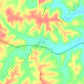 Fremont topographic map, elevation, terrain