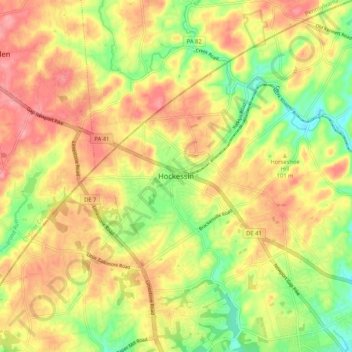 Hockessin topographic map, elevation, terrain