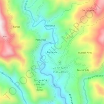 Barbascal topographic map, elevation, terrain