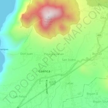 Pinagkaisahan topographic map, elevation, terrain