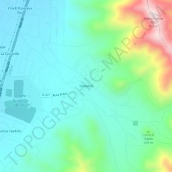 Tambillos topographic map, elevation, terrain