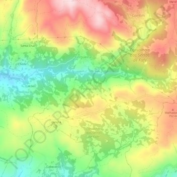 Pedraído topographic map, elevation, terrain