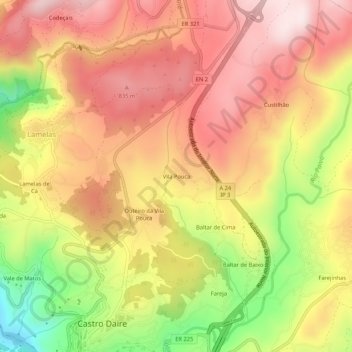Vila Pouca topographic map, elevation, terrain
