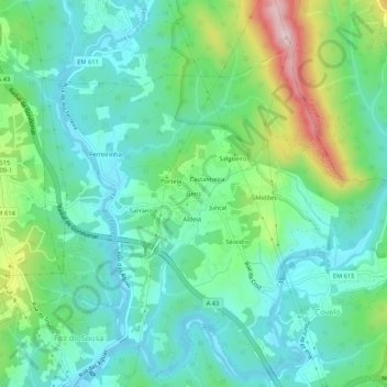 Gens topographic map, elevation, terrain