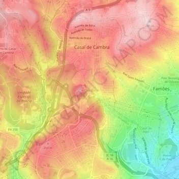 A-da-Beja topographic map, elevation, terrain