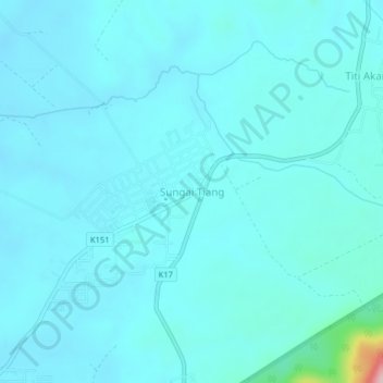 Sungai Tiang topographic map, elevation, terrain