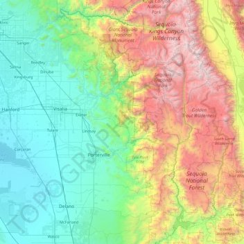 Tulare topographic map, elevation, terrain