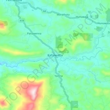 Kahawatta topographic map, elevation, terrain